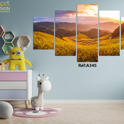 Mockup wall in the children's room on wall dark blue colors background.3D Rendering