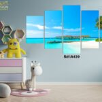 Mockup wall in the children's room on wall dark blue colors background.3D Rendering