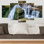 tropical room interior with sofa and plants decoration on wooden floor.3D rendering